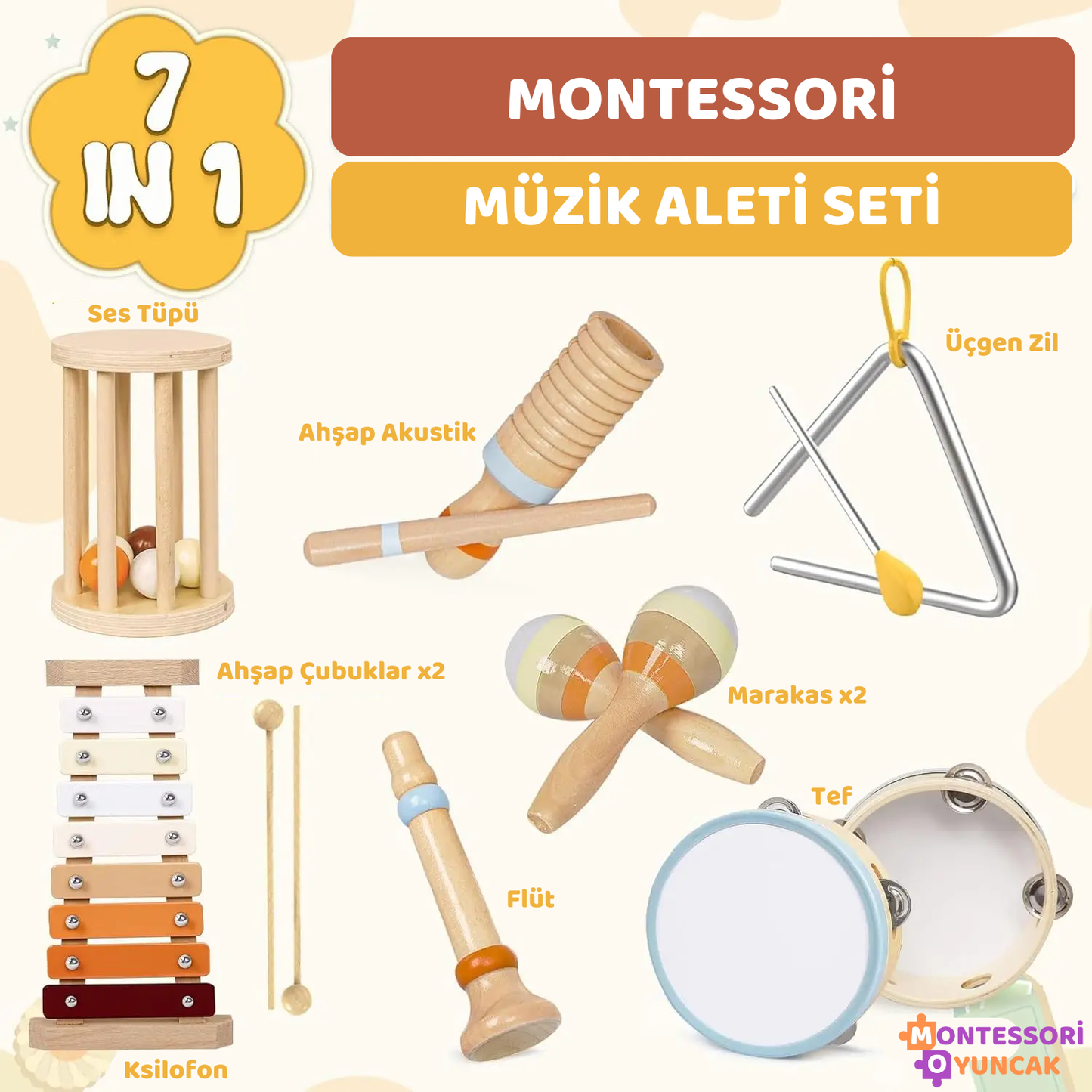 Wooden Musical Instrument Set-7 Pieces