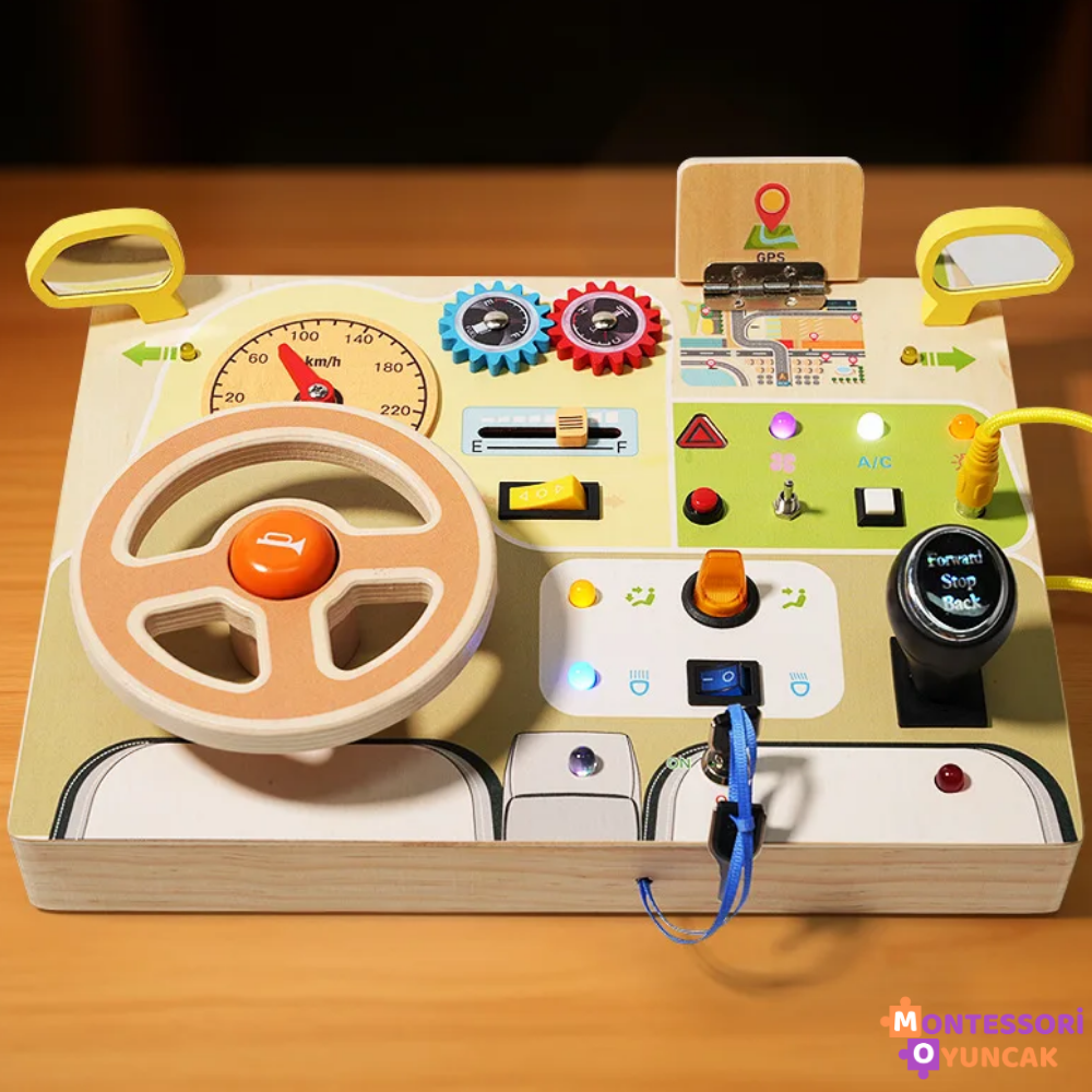 Wooden Steering Wheel Puzzle Toy