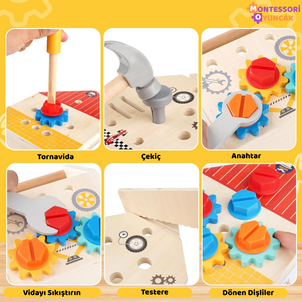Wooden Handheld Repair Tool Box Puzzle Toy