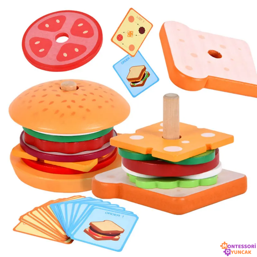 Wooden Montessori Fast Food Puzzle