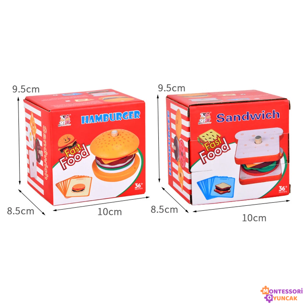 Wooden Montessori Fast Food Puzzle