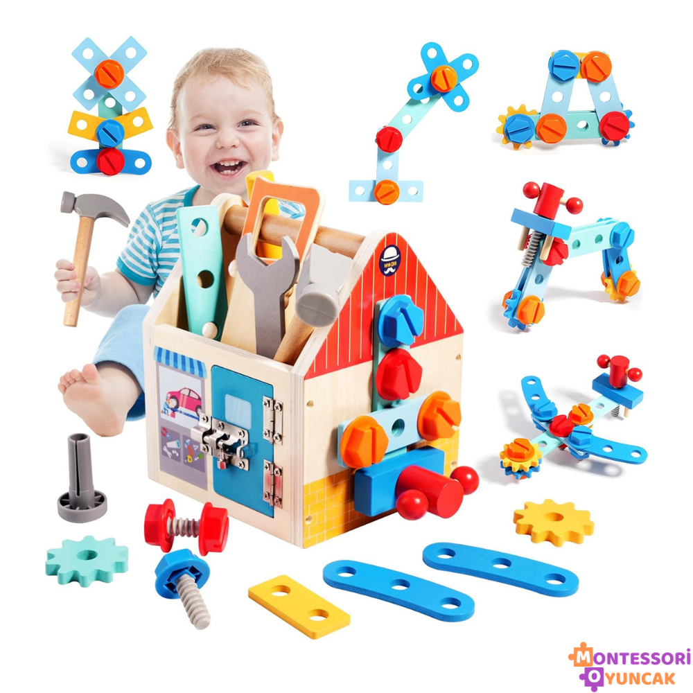 Wooden Handheld Repair Tool Box Puzzle Toy
