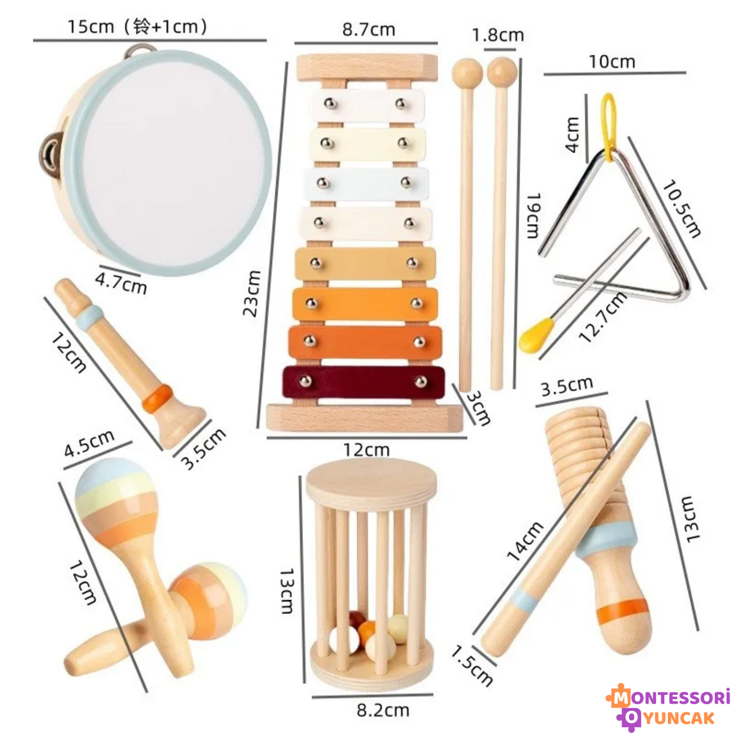 Wooden Musical Instrument Set-7 Pieces
