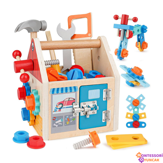 Wooden Handheld Repair Tool Box Puzzle Toy