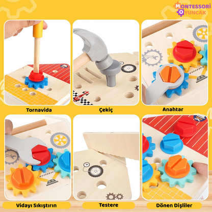 Wooden Handheld Repair Tool Box Puzzle Toy