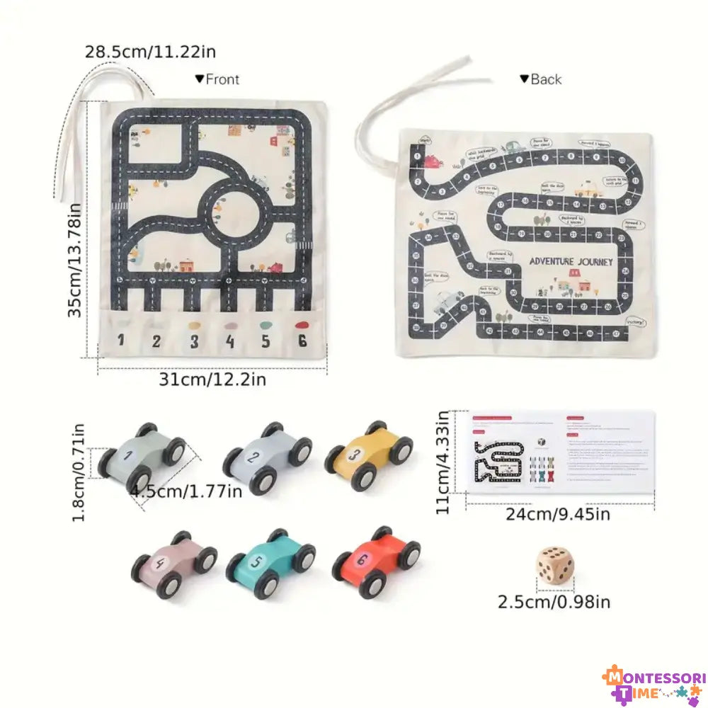 Wooden Car Racing Set Montessori Time