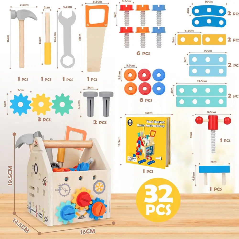 Wooden Handheld Repair Tool Box Puzzle Toy Montessori