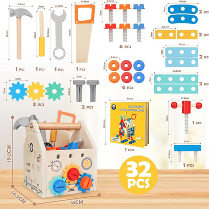 Wooden Handheld Repair Tool Box Puzzle Toy Montessori