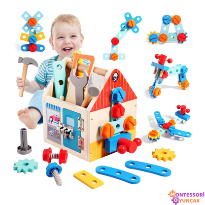 Wooden Handheld Repair Tool Box Puzzle Toy