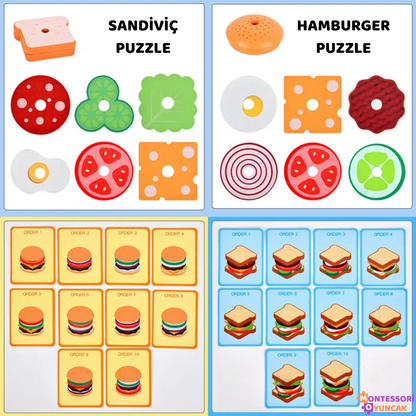 Wooden Montessori Fast Food Puzzle
