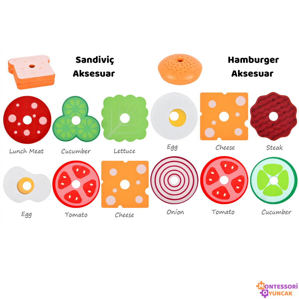 Wooden Montessori Fast Food Puzzle