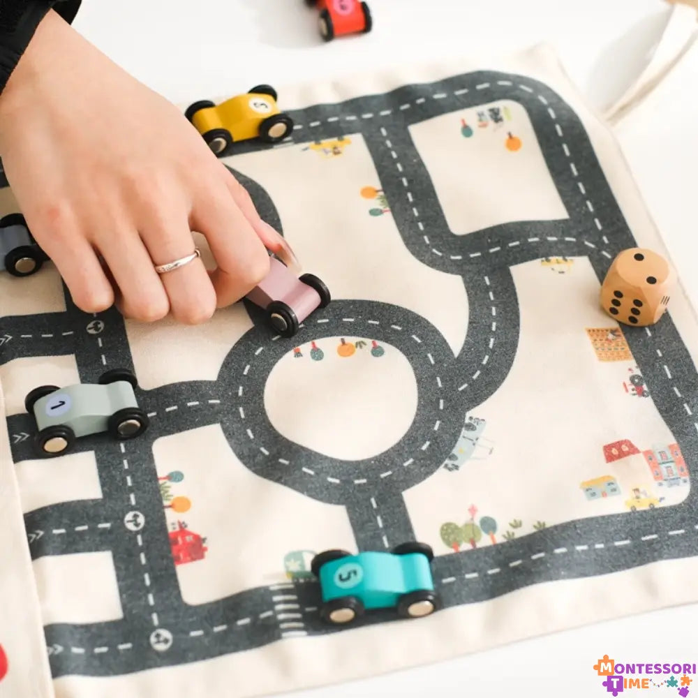 Wooden Car Racing Set Montessori Time