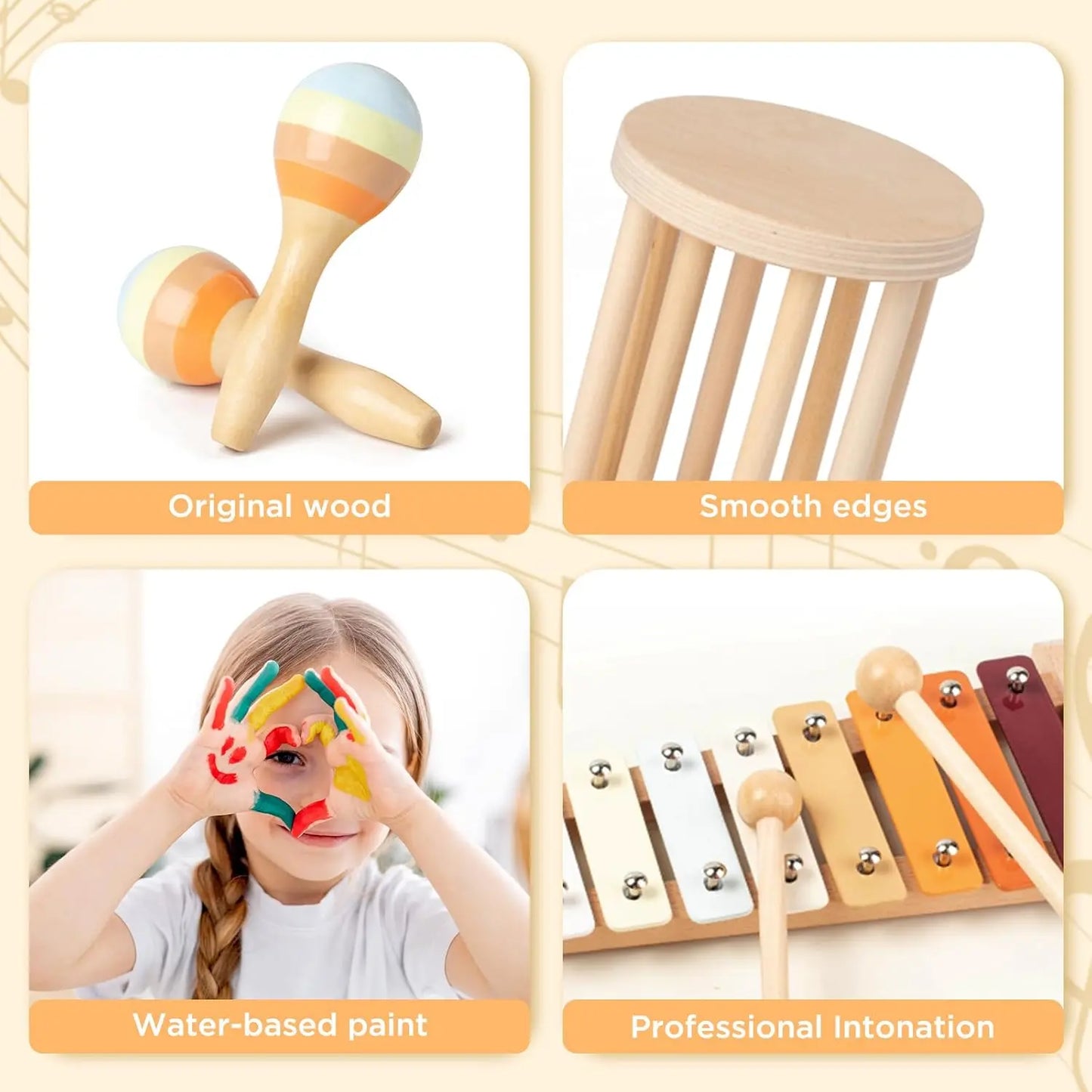 Wooden Musical Instrument Set-7 Pieces Montessori