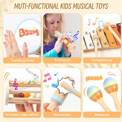 Wooden Musical Instrument Set-7 Pieces Montessori