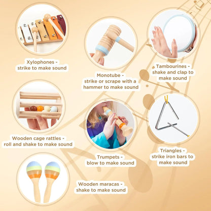 Wooden Musical Instrument Set-7 Pieces Montessori