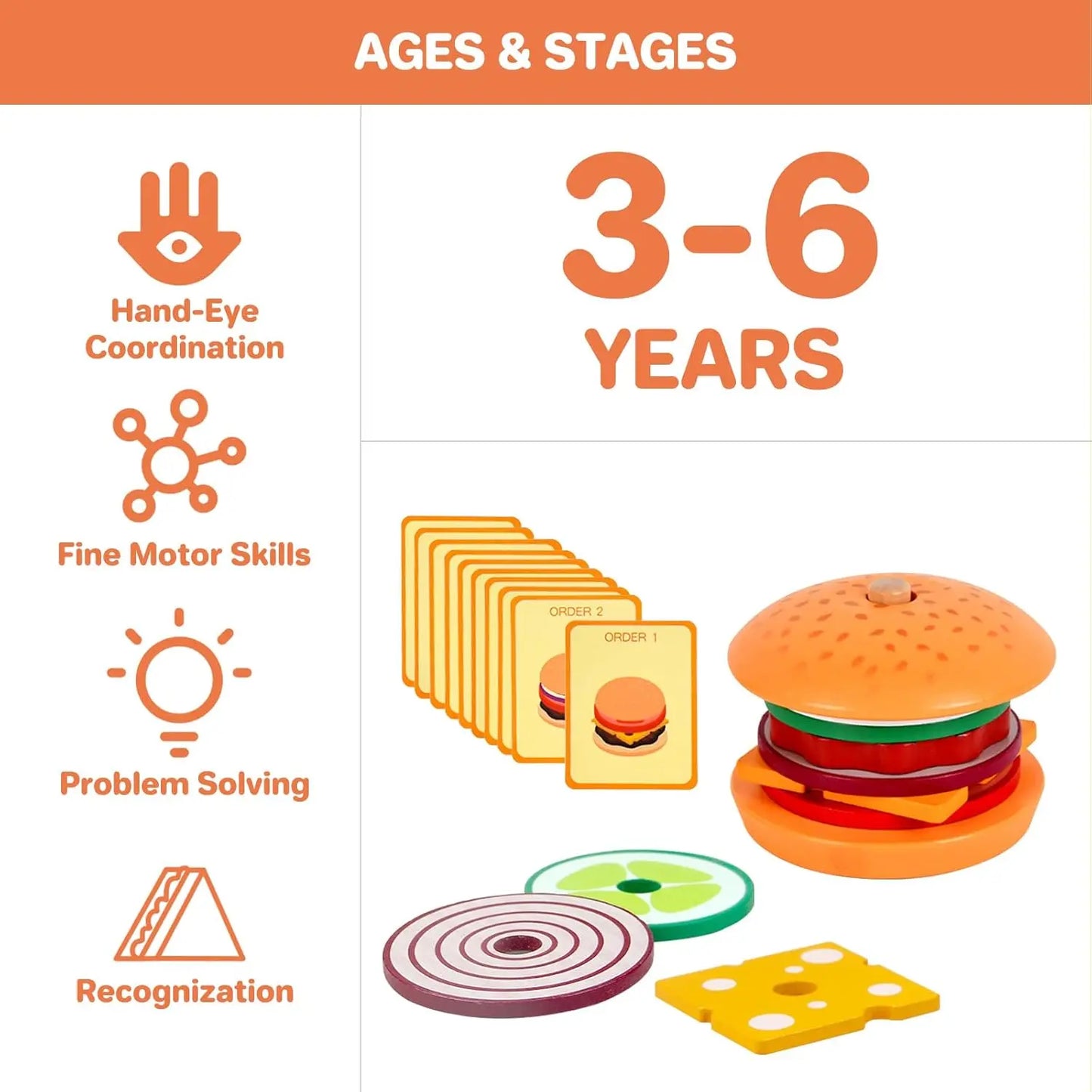 Wooden Montessori Fast Food Puzzle Montessori