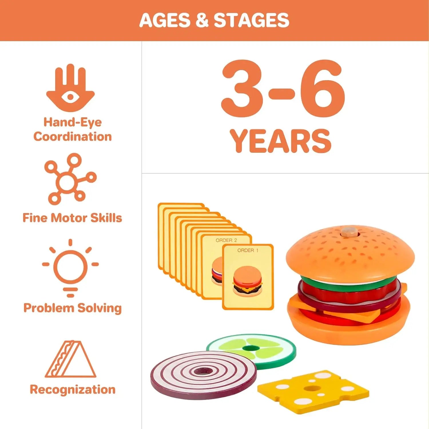 Wooden Montessori Fast Food Puzzle Montessori