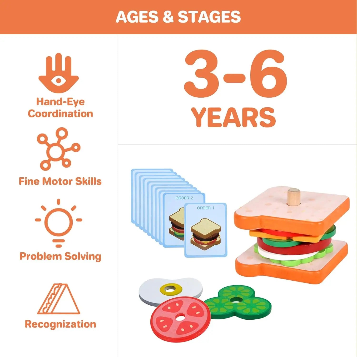 Wooden Montessori Fast Food Puzzle Montessori