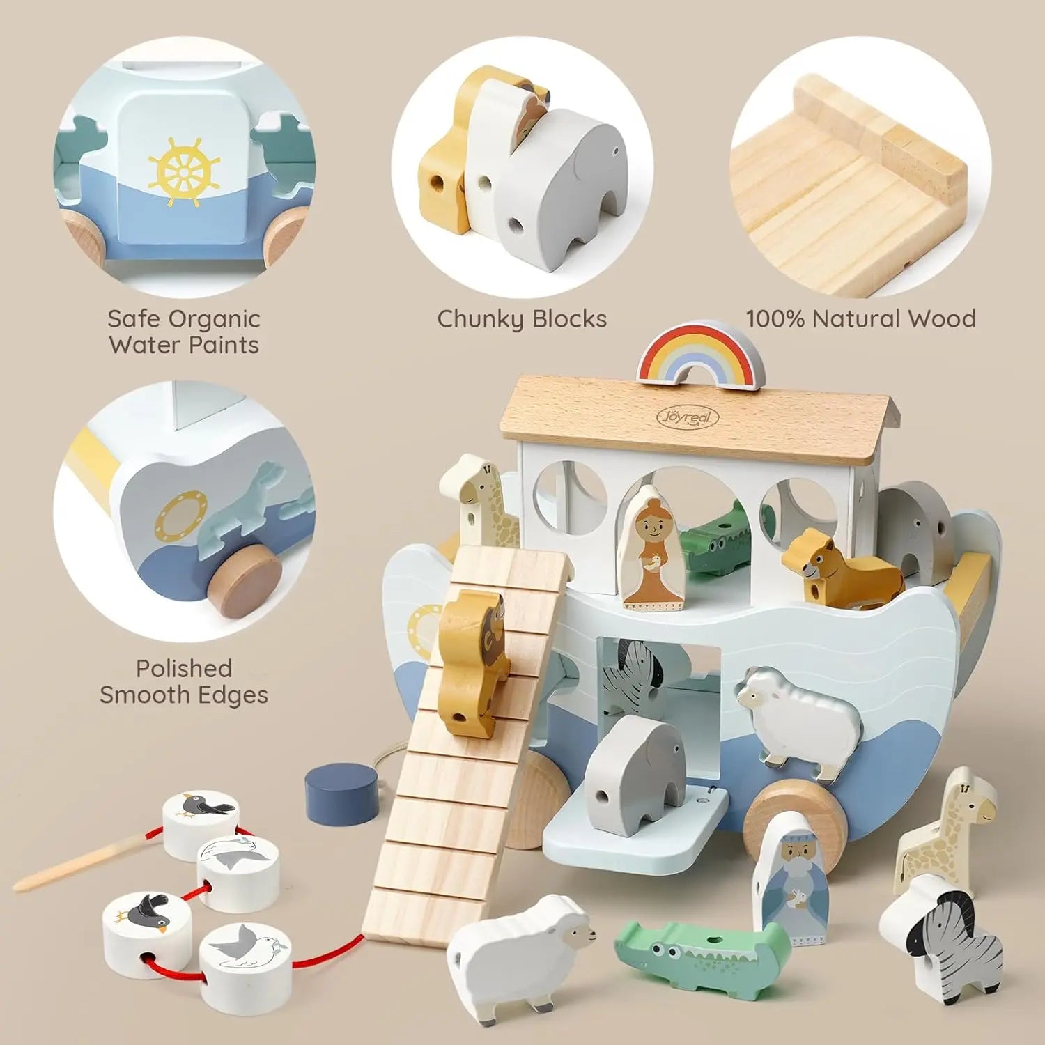 Wooden Noah's Ark Toy Montessori Time