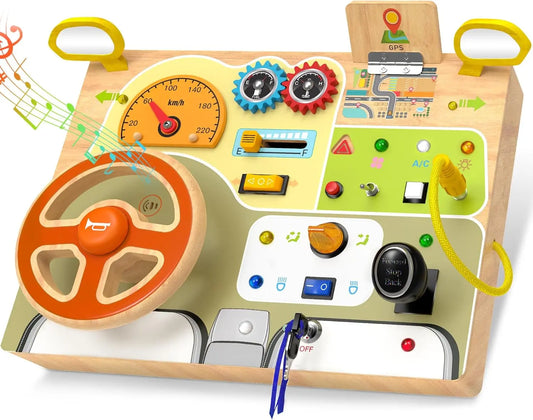 Wooden Steering Wheel Puzzle Toy Montessori