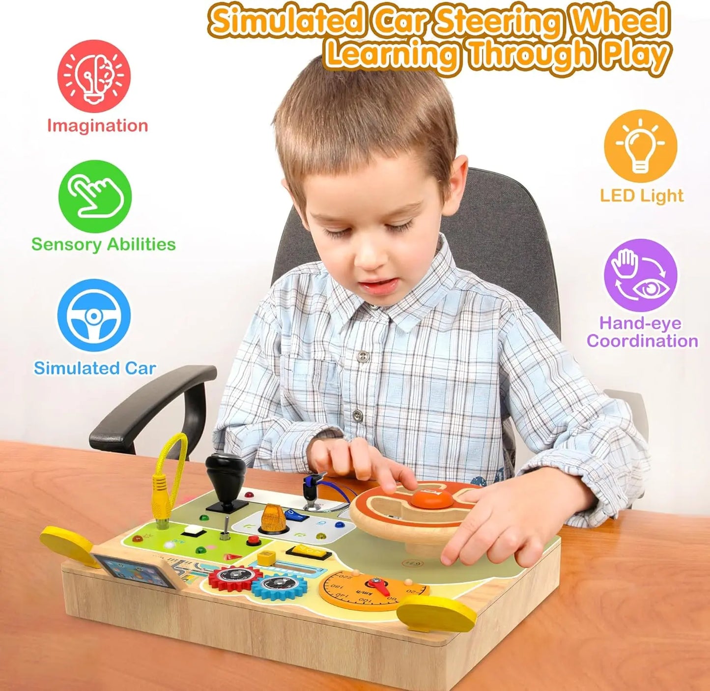 Wooden Steering Wheel Puzzle Toy Montessori