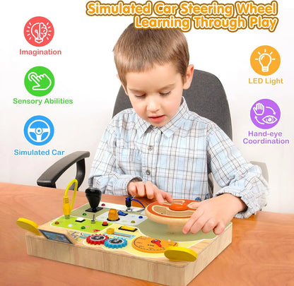 Wooden Steering Wheel Puzzle Toy Montessori