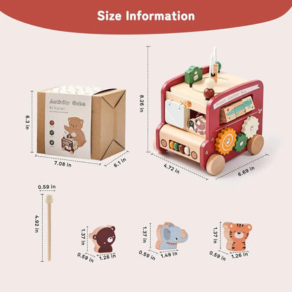 Wooden Activity Cube 8-in-1 Montessori Time